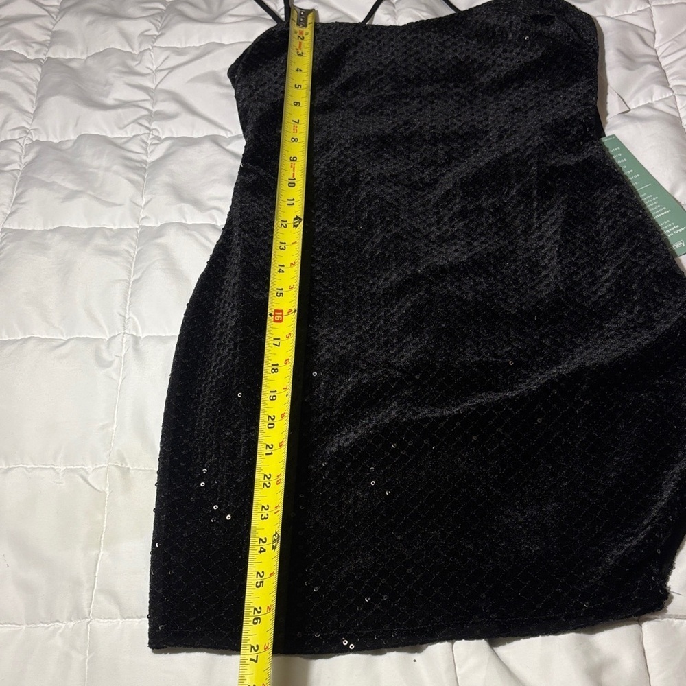 City Triangles Black Sequin Bodycon Mini Dress Thin Straps - Picture 13 of 14